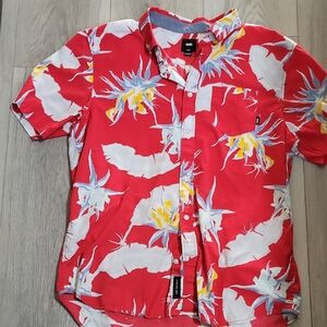 Vans Mens' Red Floral Shirt Size L